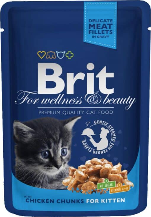 Brit Premium Cat Pouches Chicken Chunks for kitten 100g