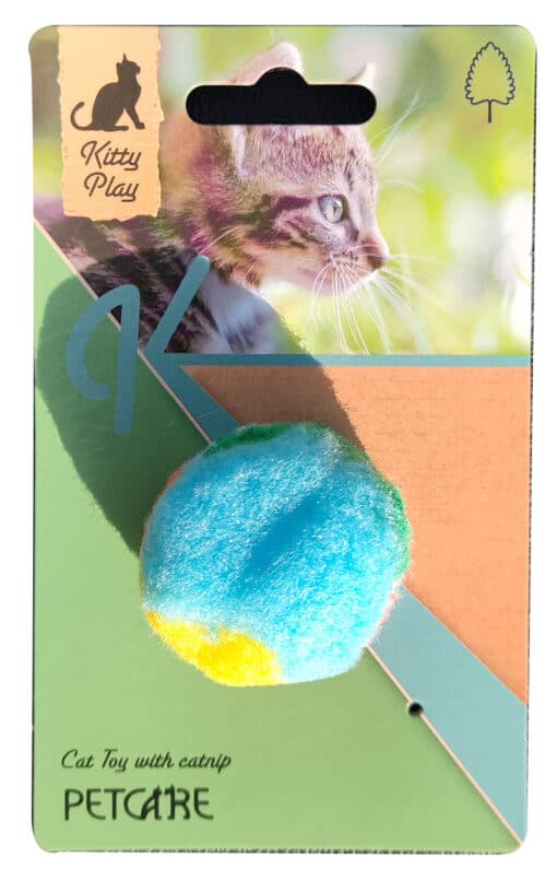 Kattelegetøj Fluffy bold farvet 5 cm