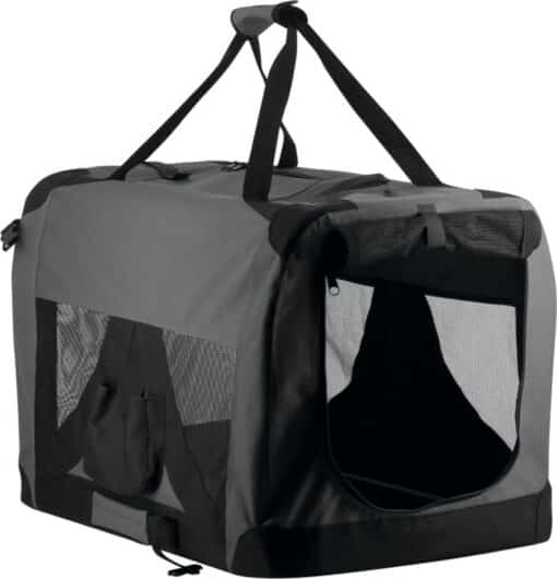 Pet Soft Crate Transportbur grå/sort XL